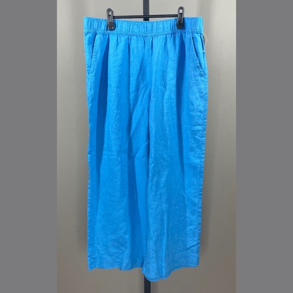 NEW Tahari Pants Womens XL blue linen wide leg pull on casual classic colorful - Picture 1 of 10